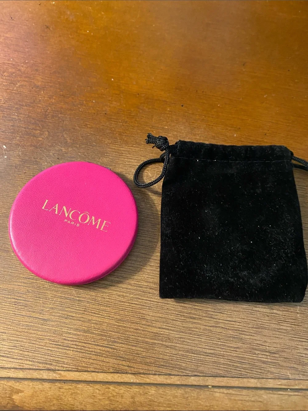 Lancome Pink Compact Case with Black Velvet Pouch